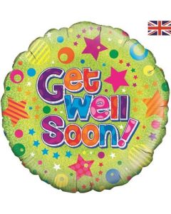 18" Get Well Soon Dots & Stars Foil Balloon