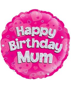18" FOIL HAPPY BIRTHDAY MUM PINK HOLOGRAPHIC - 229080/1