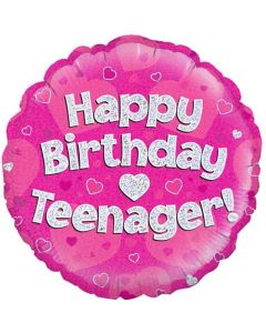 18" FOIL HAPPY BIRTHDAY TEENAGER PINK HOLOGRAPHIC - 229134/1