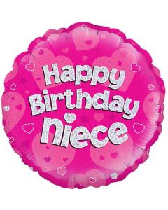 Pink Niece Birthday Holographic Round Foil Oaktree