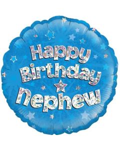 18" Blue Nephew Birthday Holographic Round Foil Oaktree
