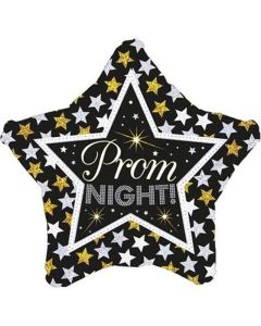 18" Black & Gold Prom Night Star Foil Oaktree