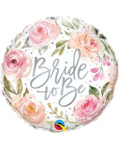 18" Bride To Be Watercolour Roses Round Foil Balloon Qualatex
