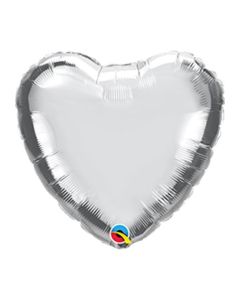 4" Silver Heart Air-Fill Foil Balloon Unpackaged Qualatex