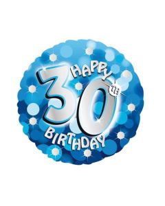 18" Age 30 Blue Holographic Round Foil Anagram