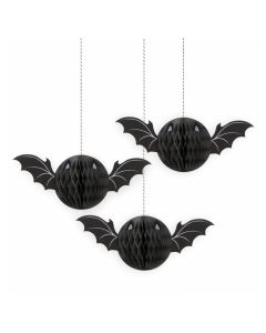 3 BAT HALLOWEEN HONEYCOMB HANGING DEC