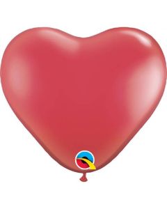 15" Hearts Ruby Red Latex Balloons 50pk Qualatex