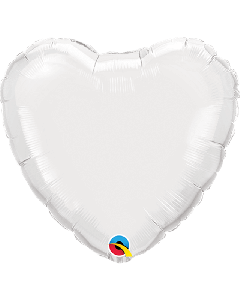 9" White Heart Air-Fill Foil Balloon Unpackaged Qualatex