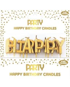 HAPPY BIRTHDAY GOLD METALLIC CANDLES - 24330-G/1