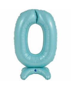 25" Pastel Blue Stand Up Number 0 Foil Balloon Grabo