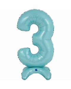 25" Pastel Blue Stand Up Number 3 Foil Balloon Grabo