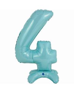 25" Pastel Blue Stand Up Number 4 Foil Balloon Grabo