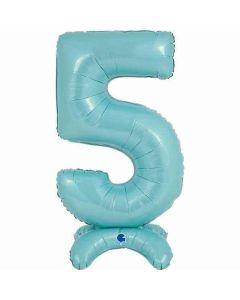 25" Pastel Blue Stand Up Number 5 Foil Balloon Grabo