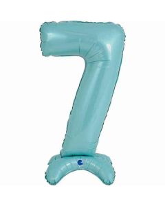 25" Pastel Blue Stand Up Number 7 Foil Balloon Grabo