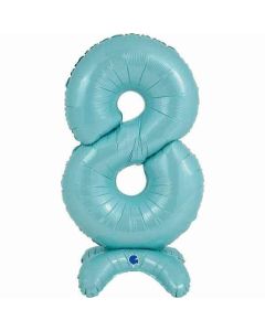 25" Pastel Blue Stand Up Number 8 Foil Balloon Grabo