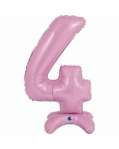 25" Pastel Pink Stand Up Number 4 Foil Balloon Grabo