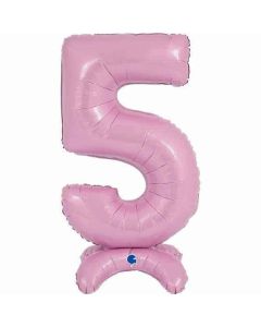 25" Pastel Pink Stand Up Number 5 Foil Balloon Grabo