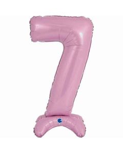 25" Pastel Pink Stand Up Number 7 Foil Balloon Grabo