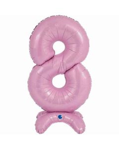 25" Pastel Pink Stand Up Number 8 Foil Balloon Grabo
