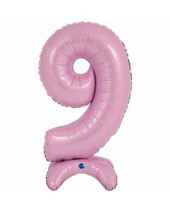 25" Pastel Pink Stand Up Number 9 Foil Balloon Grabo