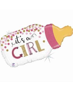 33" Foil Balloon Confetti Baby Bottle Girl