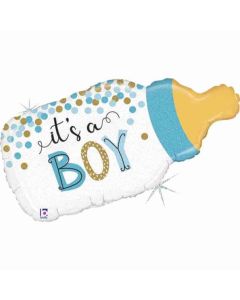 33" Foil Balloon Confetti Baby Bottle Boy