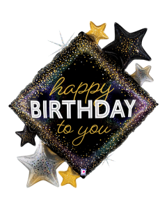 38" Metallic Birthday Diamond Stars Foil Grabo