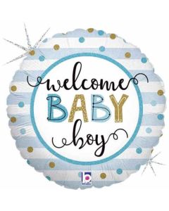 18" Foil Balloon Baby Boy Stripes