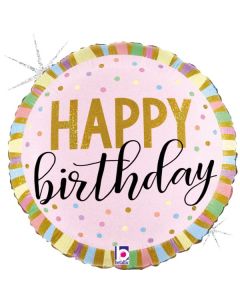 18" Pastel Birthday Stripes Round Foil Grabo