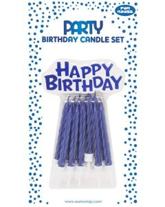 Blue Metallic Birthday Candle Set