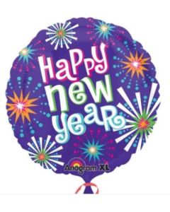 21" Bright Colour Blast Happy New Year Foil Balloon Anagram