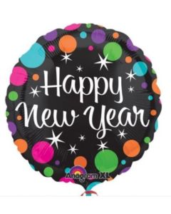 21" Happy new Year Foil Balloon Colourful Dots Anagram