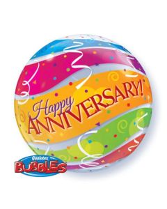 22" Happy Anniversary Bubble Balloon Qualatex