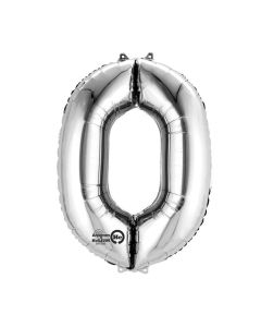 34" FOIL SUPER SHAPE 0 SILVER BALLOON - 2798001/1
