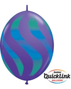 12" Wavy Stripes Purple Q-Link Latex Balloons 50pk Qualatex