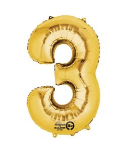 34" Gold Number 3 Foil Balloon Anagram