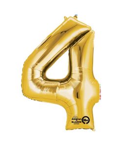 34" Gold Number 4 Foil Balloon Anagram