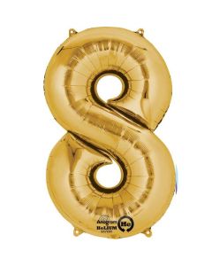 34" Gold Number 8 Foil Balloon Anagram