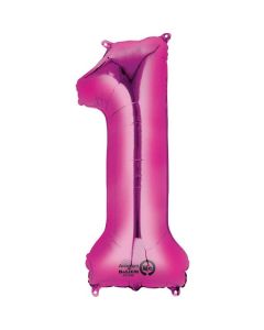 34" Pink Number 1 Foil Balloon Anagram