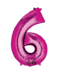34" Pink Number 6 Foil Balloon Anagram