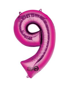 34" Pink Number 9 Foil Balloon Anagram