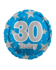 18" Age 30 Blue Foil Balloon Eurowrap