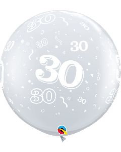 36" Age 30 Diamond Clear Latex 2pk Qualatex