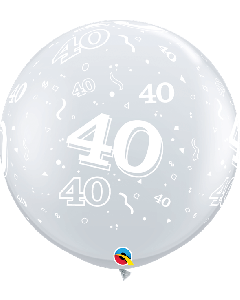 36" Age 40 Diamond Clear Latex 2pk Qualatex
