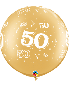 30" Gold  50th Anniversary Latex 2pk Qualatex