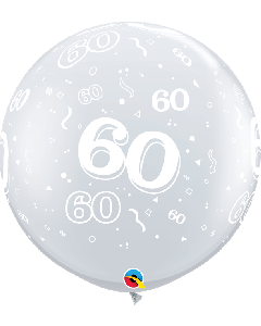 36" Age 60 Diamond Clear Latex 2pk Qualatex