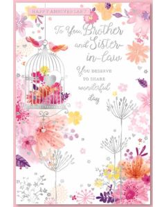 Brother & Sister in law Anniversary C75 Pk6 Cards Simon Elvin