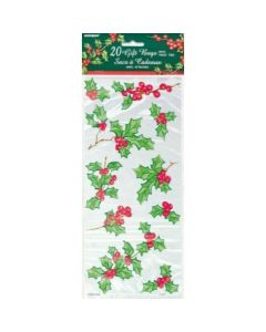 20 Holly Gift Bags With Twist Ties Unique
