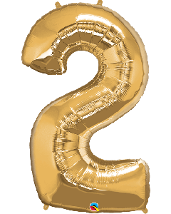 34" Metallic Gold Number 2 Foil Balloon Qualatex