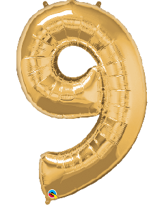 34" Metallic Gold Number 9 Foil Balloon Qualatex
